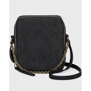 Universal Thread Black/Gray Crossbody Camera Style Bag with Bronze Chain Accent